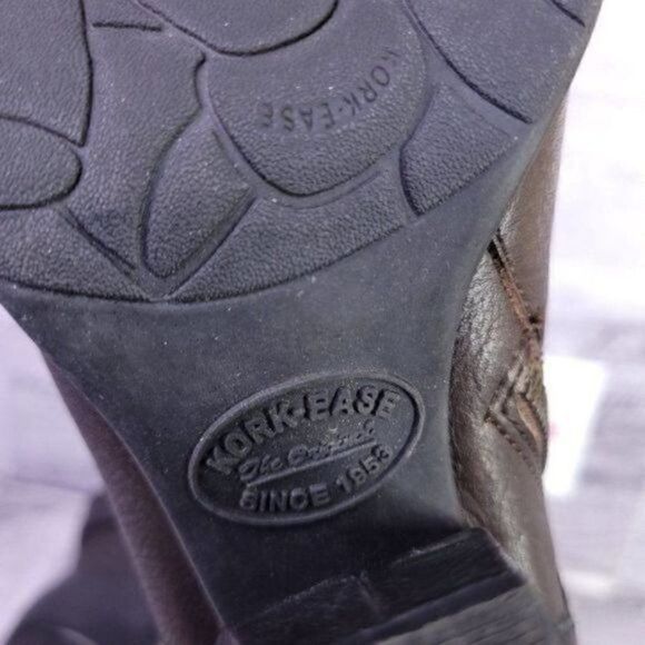 Kork Ease Anki Buckle Strap Leather Heeled Moto Boot Brown Black Women's sz 8 - Picture 8 of 9